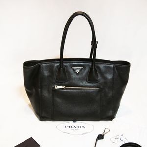 PRADA Vitello Phenix Front Pocket Shopping Tote